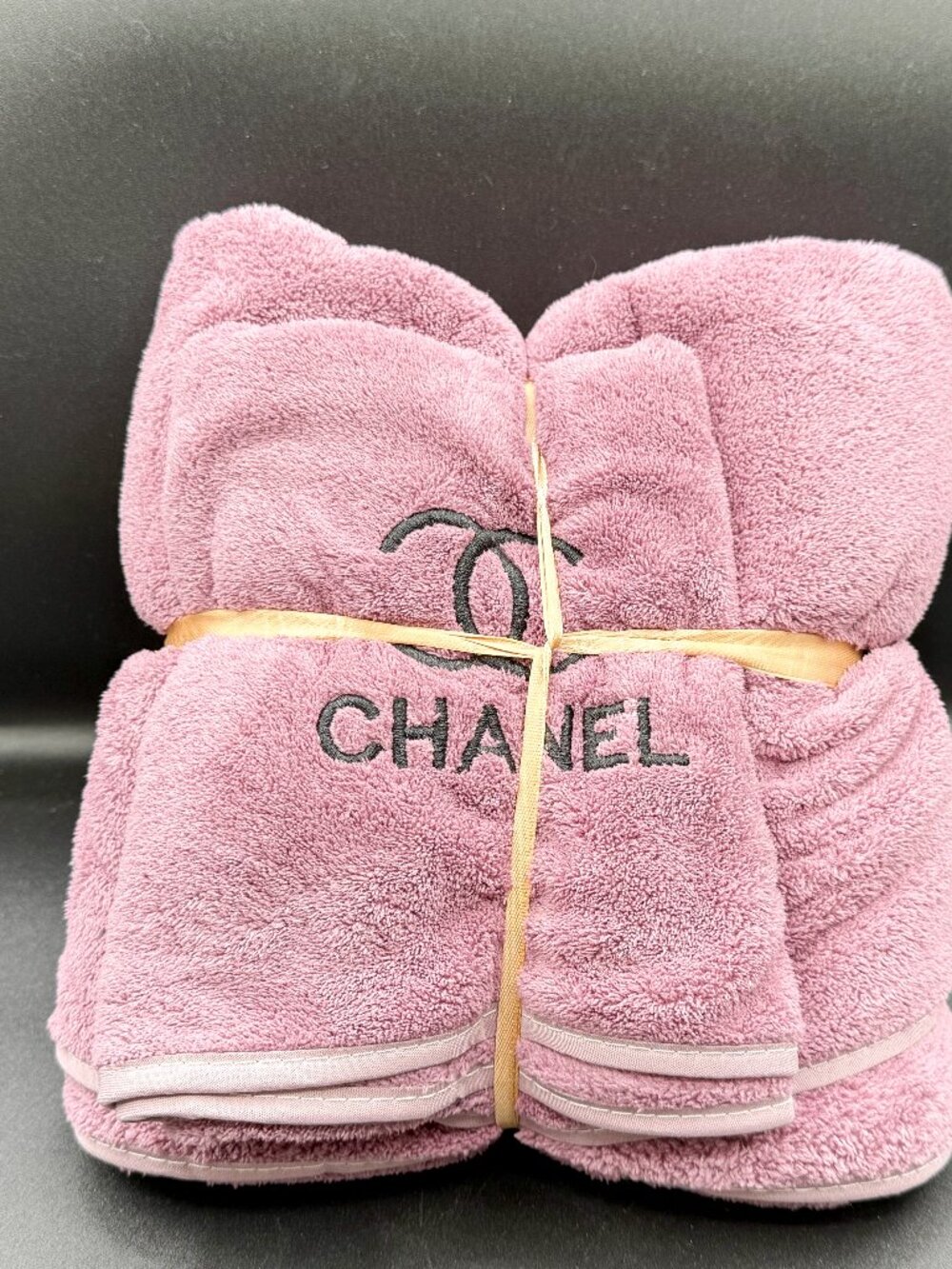 New Chanel Embroidered Luxury Towel Set - Dusty Pink (2-Piece Set)